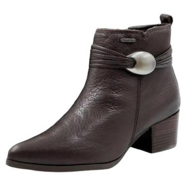 Imagem de Bota Feminina Cano Médio Couro Fecho Pratico Estilo Bottero, Marrom, 3
