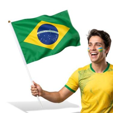 Imagem de Bandeirinha Do Brasil Para Torcedores Copa Do Mundo Com Haste 60 X 30 