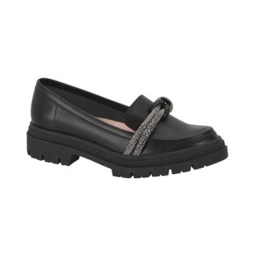 Imagem de Mocassim feminino loafer moderno com solado tratorado - MOLECA, 37, Pr
