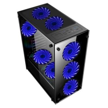 Imagem de Gabinete Gamer Vidro Usb3.0 Xway 01150 Com 8 Fan Cooler, Azul