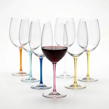 Imagem de Kit 6 Taças Riedel Fatto a Mano Cabernet Merlot Hastes Coloridas 709ml