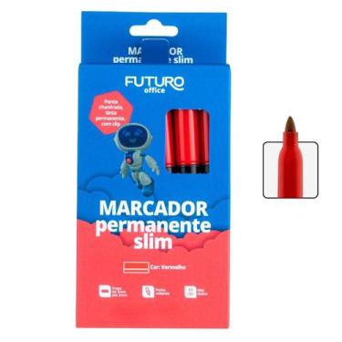 Imagem de Caixa com 10 Marcador Permanente Slim Traço 2mm Varias Cores - Futuro 