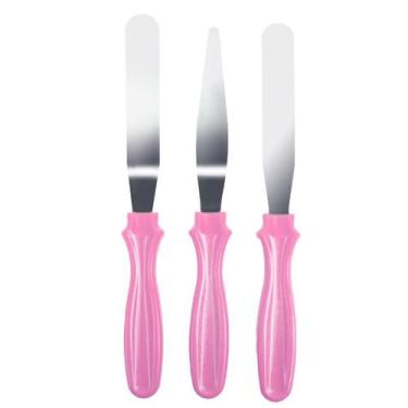 Imagem de Kit espatulas confeiteiro inox 3 pecas  profissional para confeitaria 