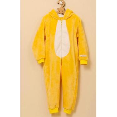 Imagem de Macacão Longo Flecee Infantil Neutro Capuz Lessa Kids B9277, Amarelo, 