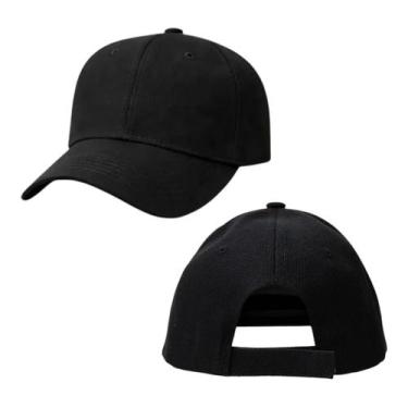 Imagem de Boné Com Aba Curva Liso Preto Para Personalização Com Ajuste 1 Unidade