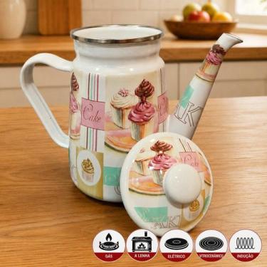 Imagem de Bule Charm Cake Esmaltado Para Todos Fogões Vintage De 1,2L - Genérico