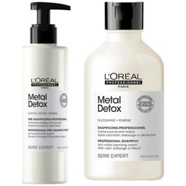 Imagem de Kit Pre Shampoo 250ml Shampoo 300ml Loreal Metal Detox protege neutral