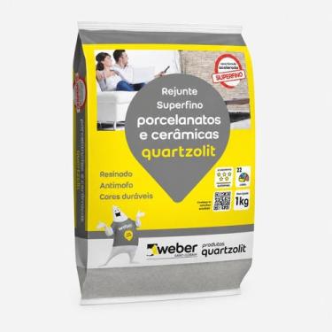 Imagem de Kit 15 Kg Rejunte Porcelanatos Antimofo Quartzolit, Cinza Platina
