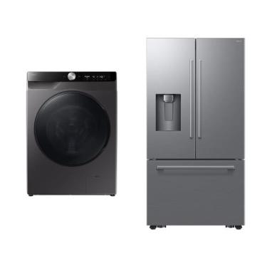 Imagem de Lava e seca Samsung WD13 Inox 127 + Geladeira Samsung French Door RF70