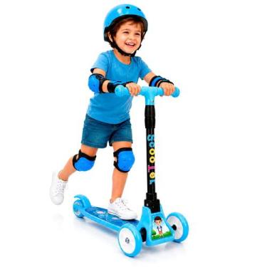 Imagem de Patinete Azul Scooter Teen Sports 3 Rodas Sistema Dobrável E Regulável