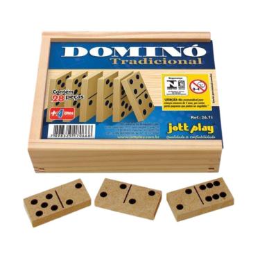 Imagem de Jogo de Dominó Tradicional Educativo em MDF 28 Peças para Crianças Jottplay