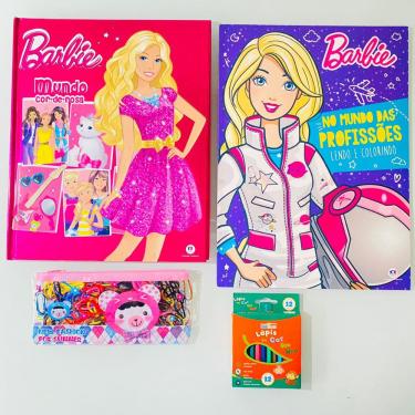 2 Revistas infantis ler e colorir Barbie com lápis de cor +