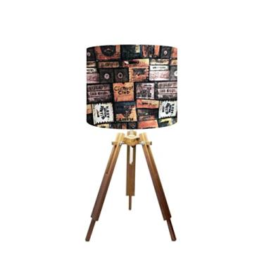 Imagem de Abajur Mesa Tripé Madeira 60cm Cores Estampadas -Md1001 Cúpula Ø30