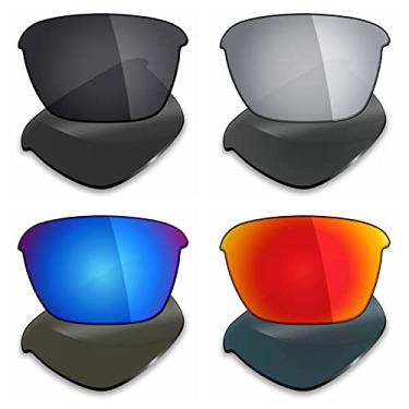 Imagem de Lentes de substituição polarizadas para óculos de sol Oakley Thinlink da Mryok 4 pares – preto discreto/vermelho fogo/azul gelo/titânio prata