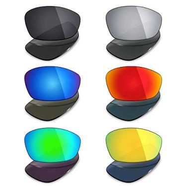 Imagem de 6 pares de lentes polarizadas de substituição para óculos de sol Oakley Blender – Stealth preto/vermelho fogo/azul gelo/prata titânio/verde esmeralda, ouro 24K