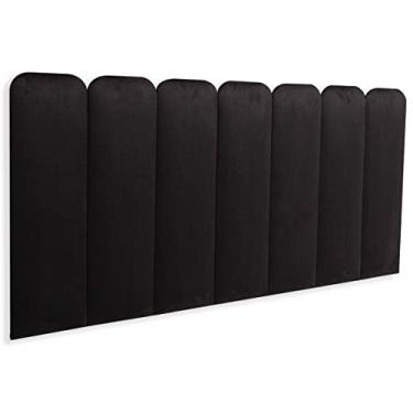 Imagem de Cabeceira Cama Box Casal Arredondada 140 x 60 Cm 7 Placas Blu Interiores (SUEDE Preto)