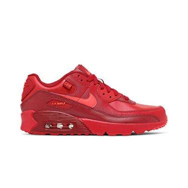 Imagem de Nike Tênis Air Max 90 de couro até o tornozelo, Vermelho universitário/vermelho academia/preto/carmesim brilhante, 6 Big Kid
