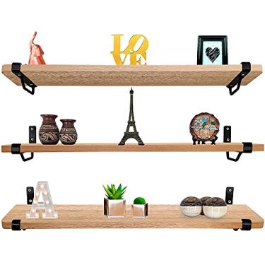 Imagem de Kit Jogo 3 Prateleiras De Parede Zurique Mdf 60cm x 15cm Preta/Jade