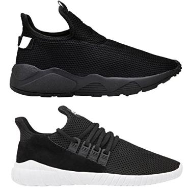Imagem de Kit 2 Tênis Caminhada Academia Fitness Leve Macio Confortável - 35 - Black