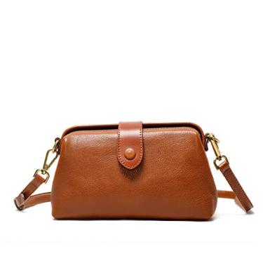 Imagem de Bolsa tiracolo feminina de couro para médico com fecho pequeno, alça de ombro, bolsa feminina ARCOLAN, Marrom, 7.8 inches long x 1.9 inches wide x 3.9 inches