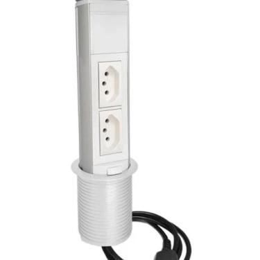 Imagem de Torre De Tomada Mini Totem Manual 2 Tomadas 10A - Branco
