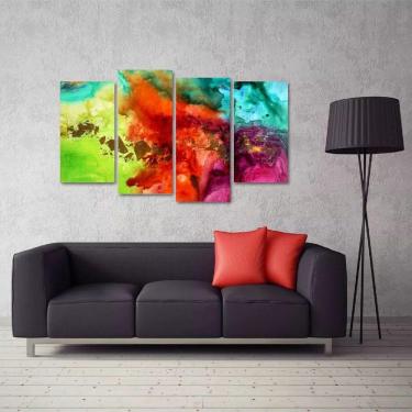 Imagem de Quadro Abstrato Colorful Escritórios Em Tecido 4 Peçases