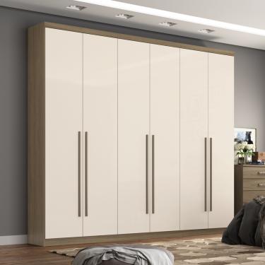 Imagem de Guarda Roupa Casal 06 Portas 03 Gavetas Pérola Henn - Rústico com Off White