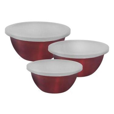 Imagem de Conjunto German Bowl Hauskraft Inox Vermelho 3 Peças