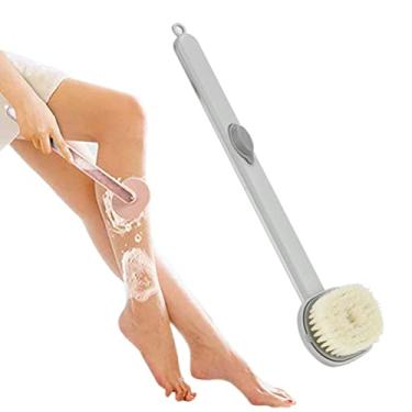 Imagem de BTSEURY Escova de banho líquido de alça longa removível para o corpo das costas esfregador de banho esfoliante sabonete dispensador escova de banho