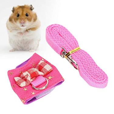 Imagem de Conjunto de coleira e arn¨ºs de hamster arn¨ºs ajust¨¢vel para pequenos animais arn¨ºs de peito com decora??o de la?o bonito para rato fur?o esquilo arn¨ºs para caminhada ao ar livre [S]