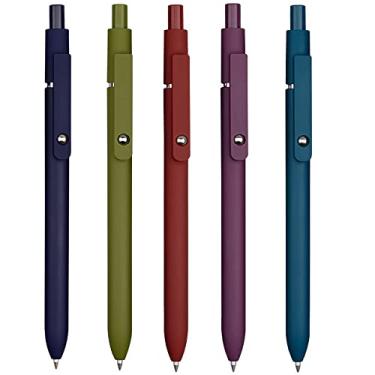 Imagem de Canetas de tinta de secagem rápida de 5 peças, canetas de gel escrita suave de ponta fina, canetas de tinta preta retráteis de 0,5 mm, canetas Rollerball para anotações de material de escritório escolar, canetas fofas para presentes femininos (Estilo 2)