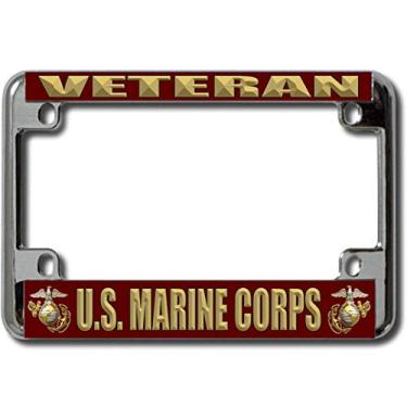 Imagem de Moldura para placa de carro de motocicleta cromada veterana da Marinha dos EUA