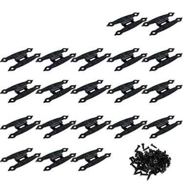 Imagem de LC LICTOP Dobradiças de metal preto tipo H dobradiças de polimento de superfície irregular para porta de gaveta de armário de móveis, 65x35mm 20pcs