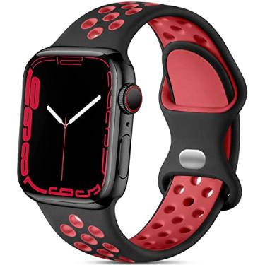 Imagem de Lerobo Pulseiras compatíveis com Apple Watch de 44 mm, 42 mm, 45 mm, 49 mm, pulseira esportiva de silicone macio respirável bonita compatível com iWatch SE Series 8 7/Series 6/5/4/3/2/1