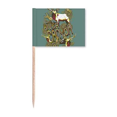 Imagem de Rena Animal Inseto Efeito Artístico Palito de Dente Colorido Bandeiras Marcador Decoração de Festa