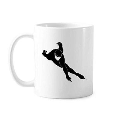 Imagem de Caneca de cerâmica com contorno de esportes de inverno para patinação preta, xícara de porcelana de café