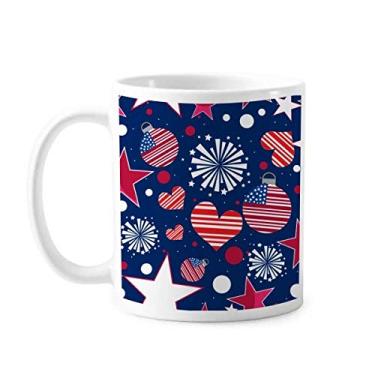 Imagem de Caneca de cerâmica cerâmica com bandeira dos EUA Love Heart Star Festival