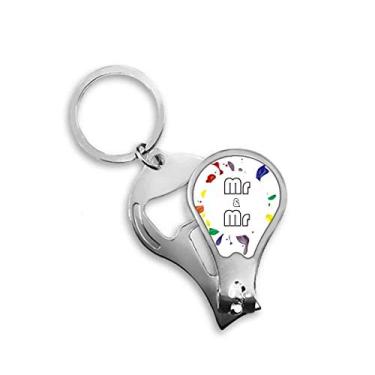 Imagem de Chaveiro abridor de cortador de unhas com bandeira arco-íris LGBT Mr & Mr