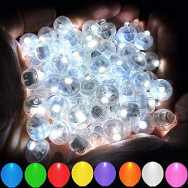 Imagem de 100 pecas de lampada de LED multicolorida, lampada de LED redonda para lanterna de papel, balao, aniversario, festa, decoracao de casamento, Branco