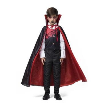 Fantasia Vampiro Stefan Colete Infantil com Capa - Halloween