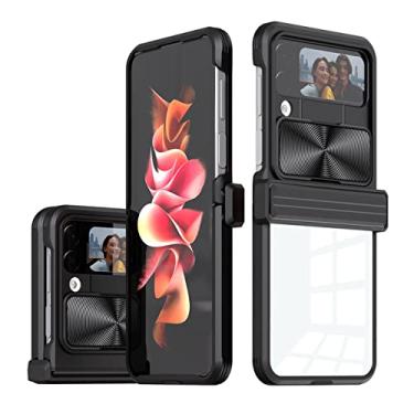 Imagem de Capa de celular de acrílico anti-detonação para Samsung Galaxy Z Flip 4 5G Flip4 Zflip4 Slide Proteção da câmera Capa à prova de choque, preta, para Samsung Z Flip 4