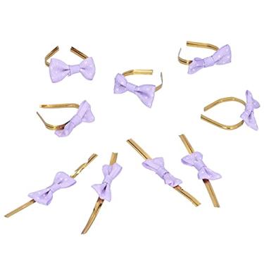 Imagem de 20 pçs laços de torção de laço, laço de torção bonito para doces de padaria saco de violoncelo pirulito, biscoitos biscoitos decoração DIY embrulhar laço (pontos roxos)