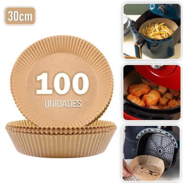Imagem de 100 Forma Airfryer Forro Papel Antiaderente Descartável 30Cm