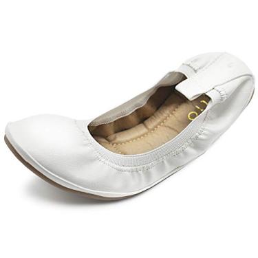 Imagem de Sapatilha feminina Ollio com aba para sapatilha e bailarina confortável, Branco, 7.5