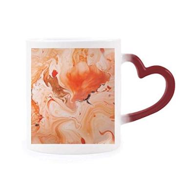Imagem de Caneca laranja branca mármore abstrata moderna sensível ao calor Caneca vermelha muda de cor