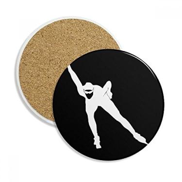 Imagem de Esporte de patinação de inverno com contorno preto Caneca de porta-copos de proteção de mesa Pedra absorvente