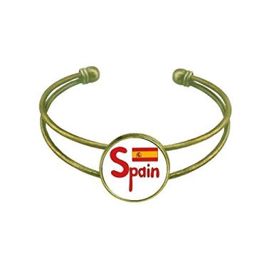 Imagem de Bracelete retrô com bandeira nacional da Espanha com padrão vermelho