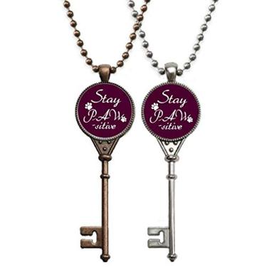 Imagem de OFFbb-USA Positive Energy Affects Colar de chave com estampa de pata, joia para decoração de casal