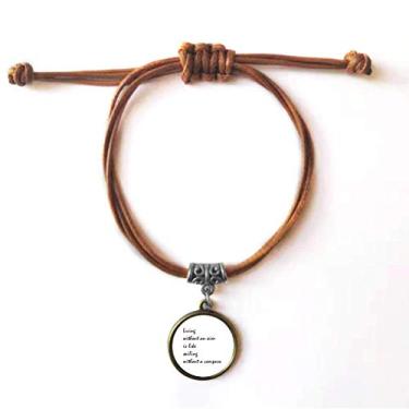 Imagem de DIYthinker Pulseira "People Must Live with an Aim" pulseira de couro com corda escondida marrom joia presente