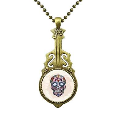 Imagem de DIYthinker Colar de ilustração de cultura nacional do México com caveira roxa com pingente de música
